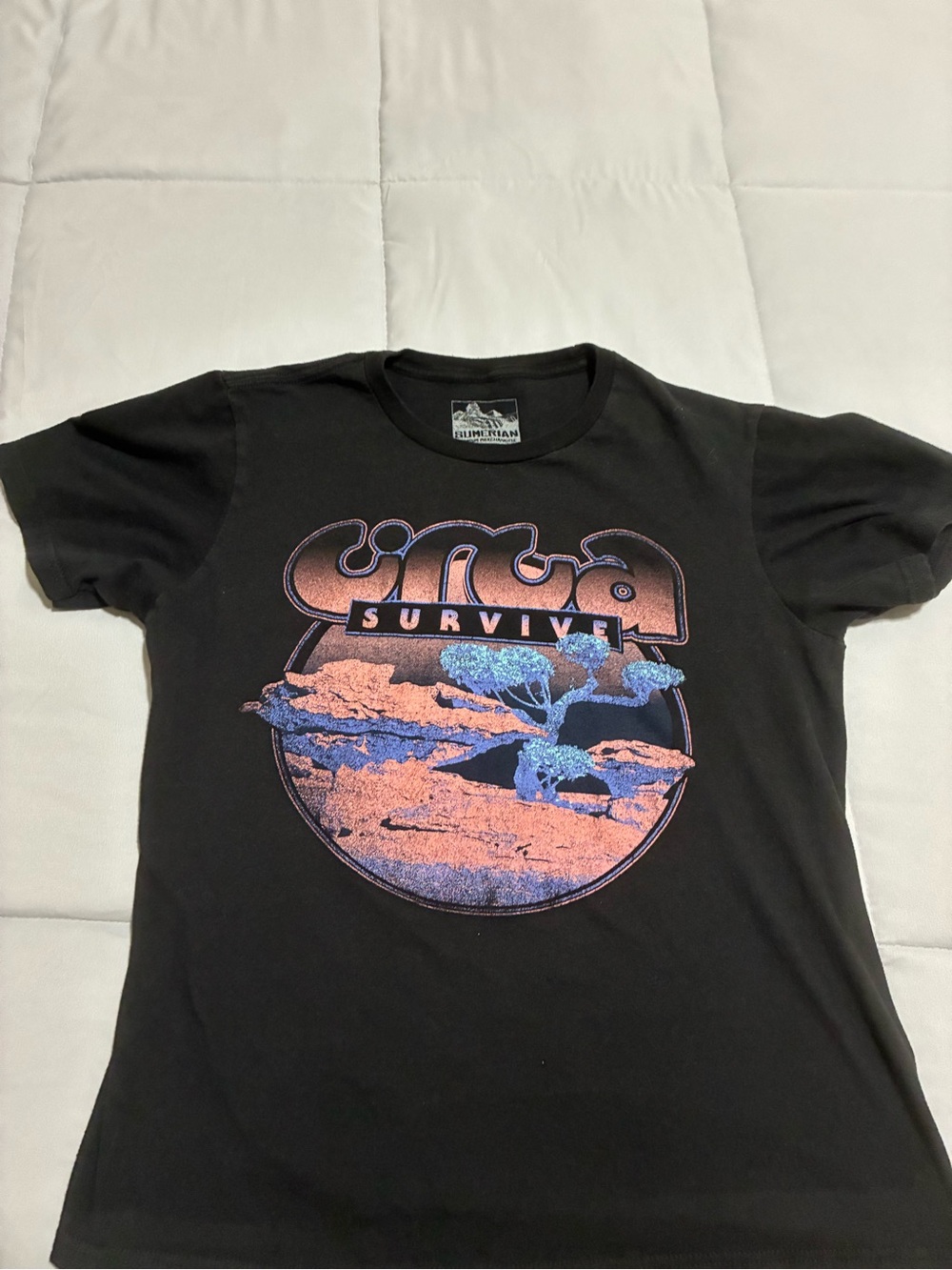 Survive Graphic Tee - Black with Pink & Blue Print